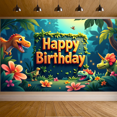 thumbnail image 3 of LUUFILx Dinosaur Jungle Happy Birthday Backdrop Banner Photography Props Birthday Party Decorations Event Background for Kids Celebration Decors, 3 of 7