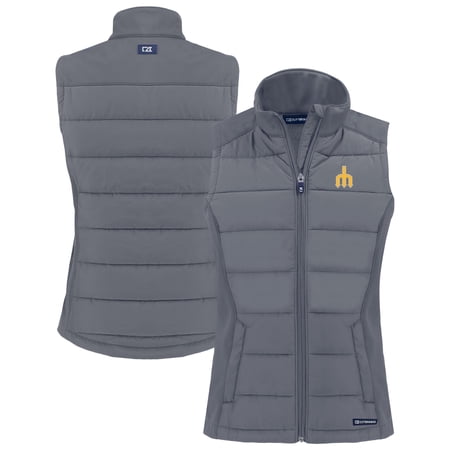 Women s Cutter & Buck Charcoal Seattle Mariners Evoke Hybrid Eco PrimaLoft Softshell Recycled Full-Zip Vest