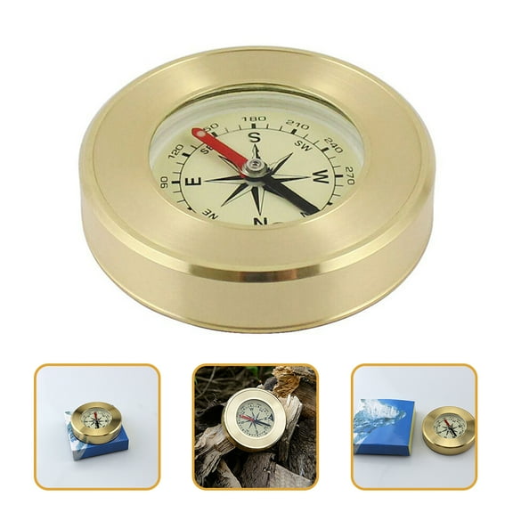 OUNONA Golden Copper Compass for Home Use Vintage Design with Acrylic Case 2 Inch