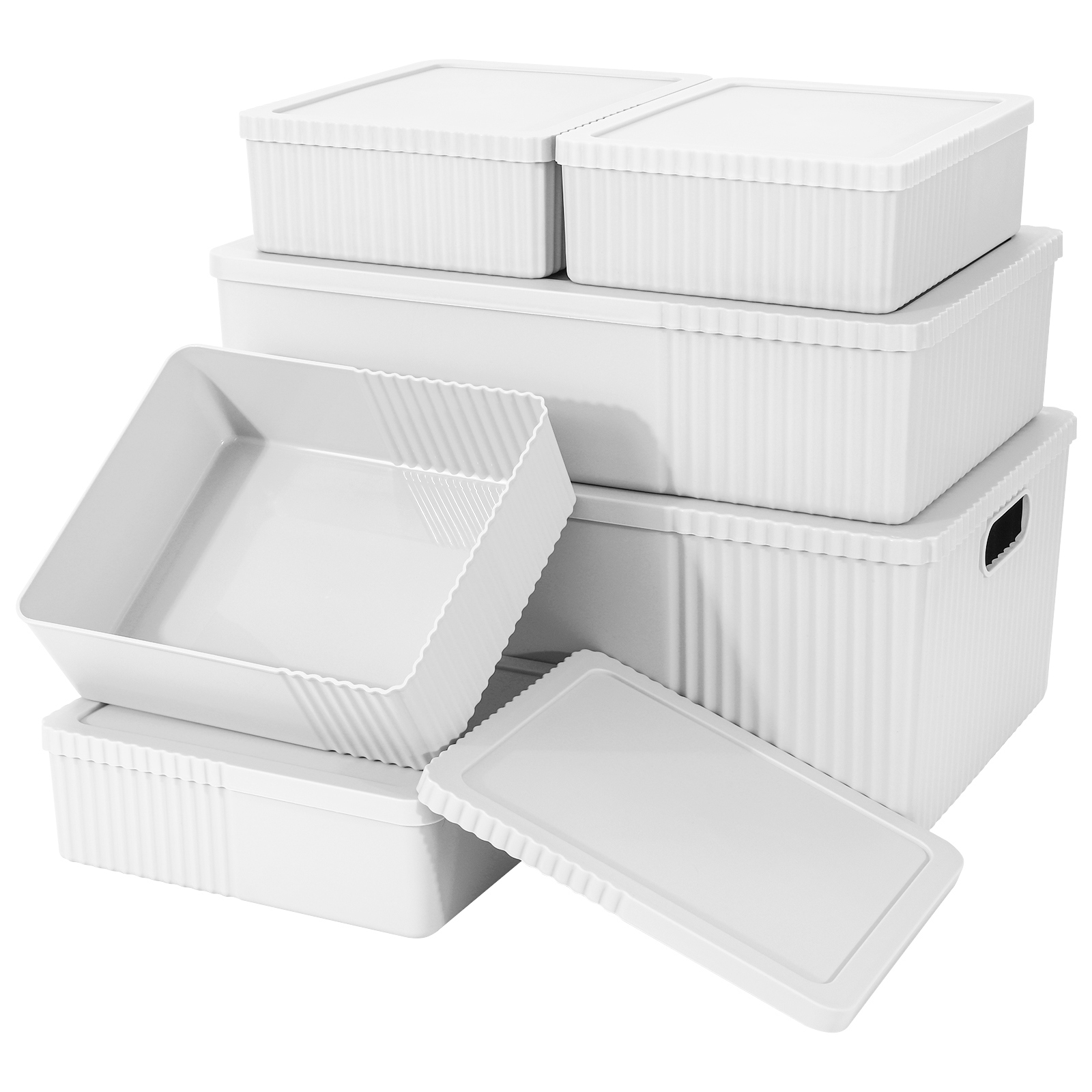 6 PCs Set Plastic Storage Bin Tote Organizer Wardrobe Container