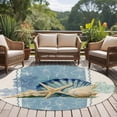 thumbnail image 4 of Blue Coastal Starfish Round Area Rug 8Ft Washable Large Circle Rugs for Living Room Dorm, Vintage Beige Nautical Coral Summer Non-Slip Carpet Floor Mats Indoor Outdoor Carpet Runner Home Decor, 4 of 8