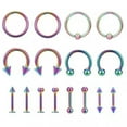 thumbnail image 4 of QQTDFG 16 Pcs/lot Stainless Steel Nose Rings 14/16G Ear Labret Tongue Eyebrow Piercings-Gold-10mm, 4 of 9