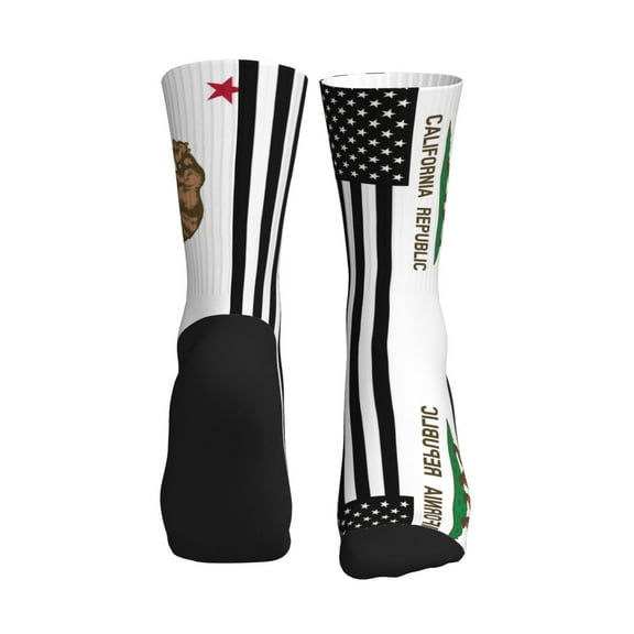 Men Women California America Flags Funny Novelty Mid-Crew Socks