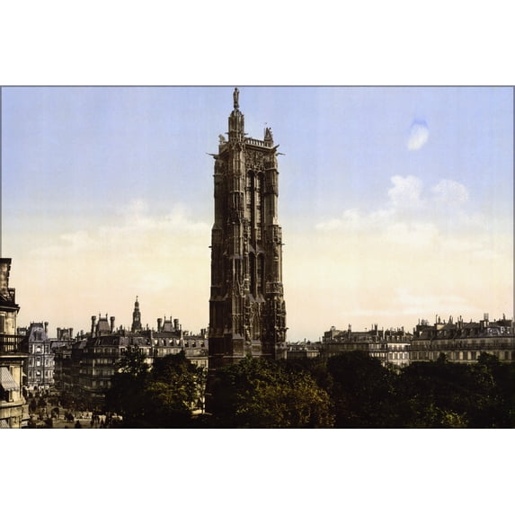 24"x36" Gallery Poster, St. James tower Paris France photochrom 1890