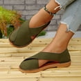 thumbnail image 6 of Hopeusnice Women's Flats Shoes Non-Slip Breathable Soft Flat Heel Closed-Toe Sandals Flock Fall Shoes Trendy Almond Toe Shoes for Beach Almond Toe Slip-Resistant Walking Shoes Army Green 39, 6 of 9