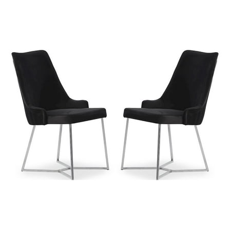 Furniture of America Glanz Fabric Upholstered Accent Chairs in Black (Set of 2)