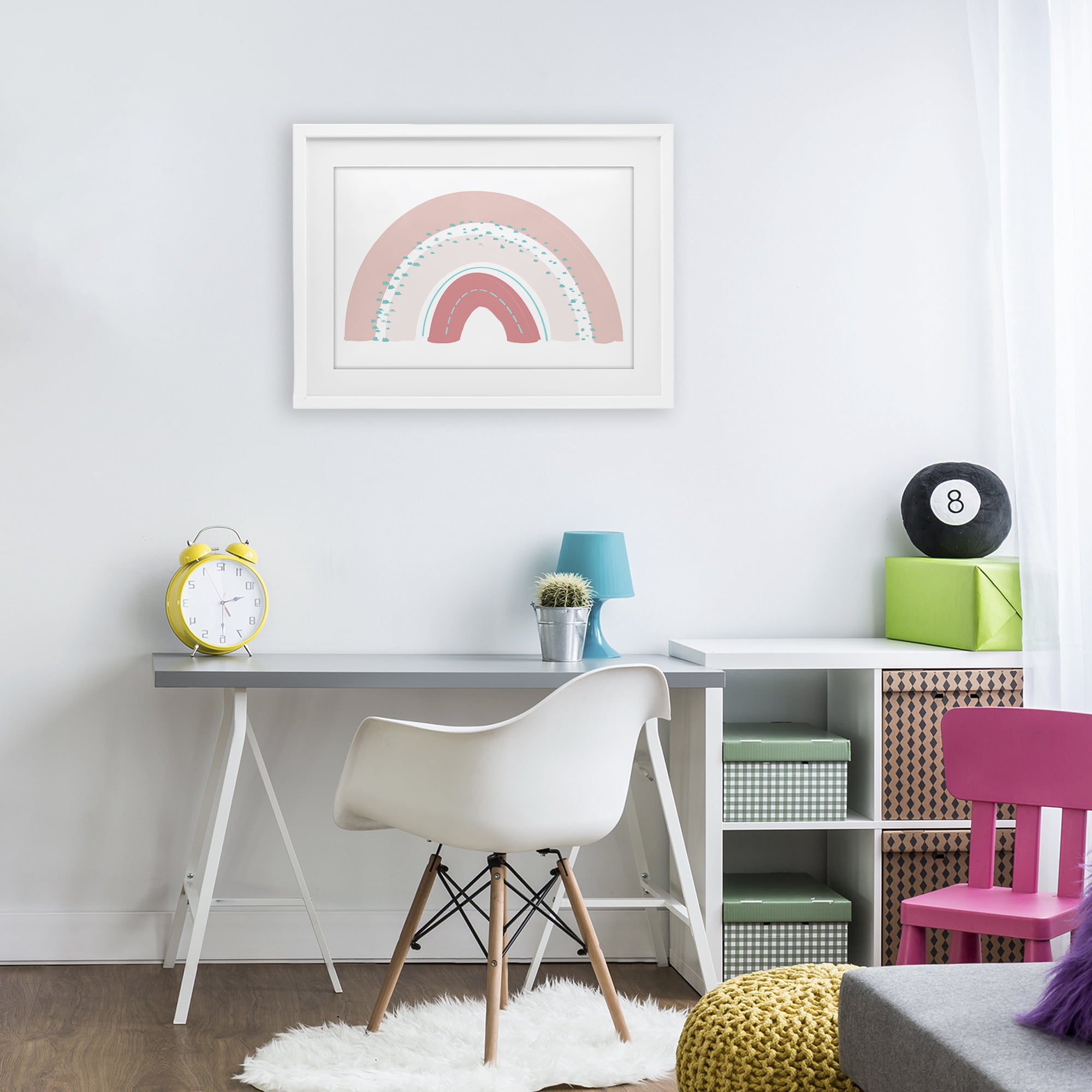 Stupell Industries Pink Rainbow with Speckles White Framed Print Under Glass, design by Emily Navas
