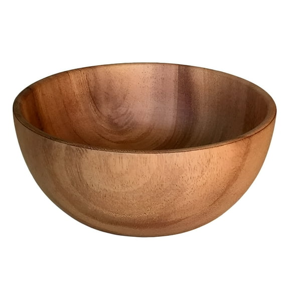 LAMIRO Wooden Salad Bowl Round Serving Bowl for Fruits & Cereal - Vintage Decor