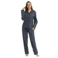 thumbnail image 2 of LNFINTDO Women's Pajamas Set Long Sleeve Cotton Pajama for Women Soft Pjs Set, Navy Stripes, Small, 2 of 7