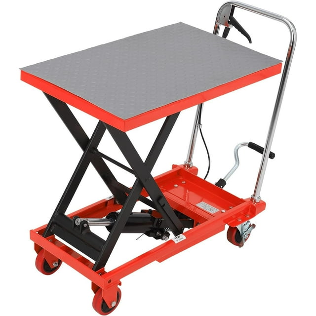 EDTara 500lbs Hydraulic Lift Table Cart,Manual Single Scissor Lift Table Capacity 28.5" with 4 Wheels and Non-Slip Pad for Material Handling and Transportation