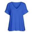 thumbnail image 6 of Xijirk Women's V-Neck Tunic T-Shirt Loose Fit Short Sleeve with Side Slits Casual Summer Top for Daily Wear,M, 6 of 7