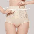 thumbnail image 2 of Fulorrnie High Waisted Compression Panties Adjustable Hook Eye Closure Shapewear Briefs Tummy Control Seamless Women's Underwear Abdominal Support, Beige, L, 2 of 11