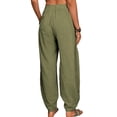 thumbnail image 4 of Cilcicy Cotton Linen Lounge Elastic Waist Women Harlan Pants, 4 of 4