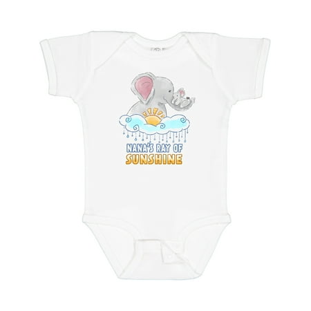

Inktastic Nana s Ray Of Sunshine Cute Elephants Rainclouds and Sun Boys or Girls Baby Bodysuit