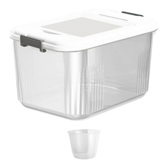 veasfak Grain Rice Storage Container Airtight Rice Storage Bin for Cereal Flour Nuts 12.5KG White