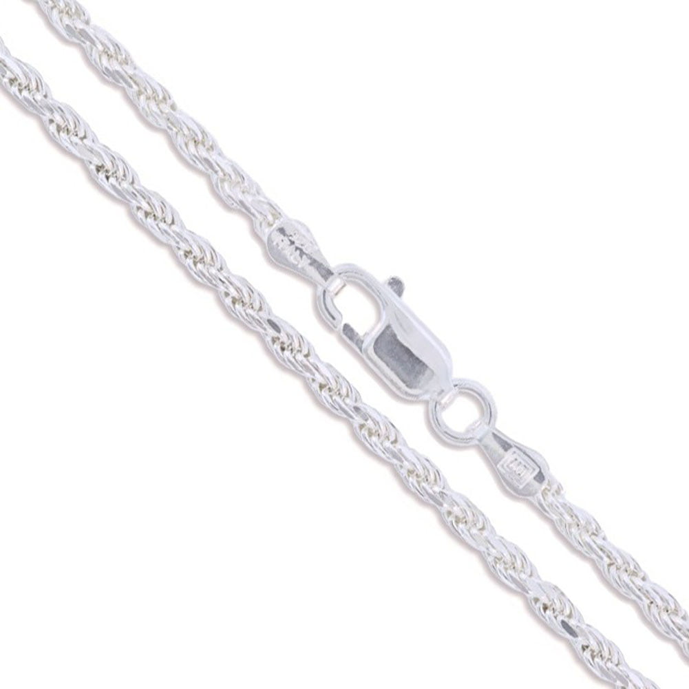 2.5mm Sterling Silver D/C Rope Chain Pure .925 Italian 16,18,20,22,24,30 inch 