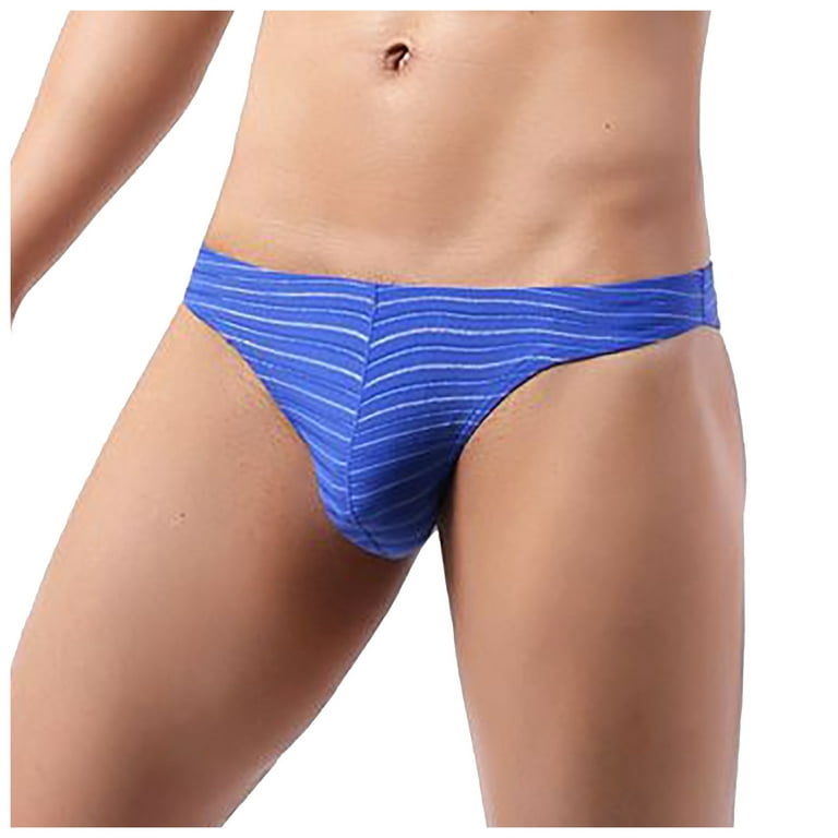 DENGDENG Mens Thongs and G String Micro Breathable Low Rise Briefs Pouch  Solid Thong Underwear Blue M