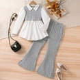 thumbnail image 2 of Gyujnb Girls Outfits Set Autumn Long Sleeve Top with Flared Pants Two Piece Outfit for Toddler Kids Comfortable Casual Wear,Outfits for Girls,Size:8-9 Years, 2 of 9
