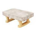 thumbnail image 1 of Taburete otomano pequeño de madera rectangular moderno para sala de estar y porche. Beige, 1 of 9