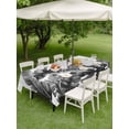 thumbnail image 3 of Outdoor Tablecloth with Umbrella Hole and Zipper, Grey Black Leaves Rectangle Table Cloth 60x120 Inch Waterproof Tablecloth, Summer Botanical Watercolor Leaf Picnic Table Cover for Patio Camping, 3 of 7