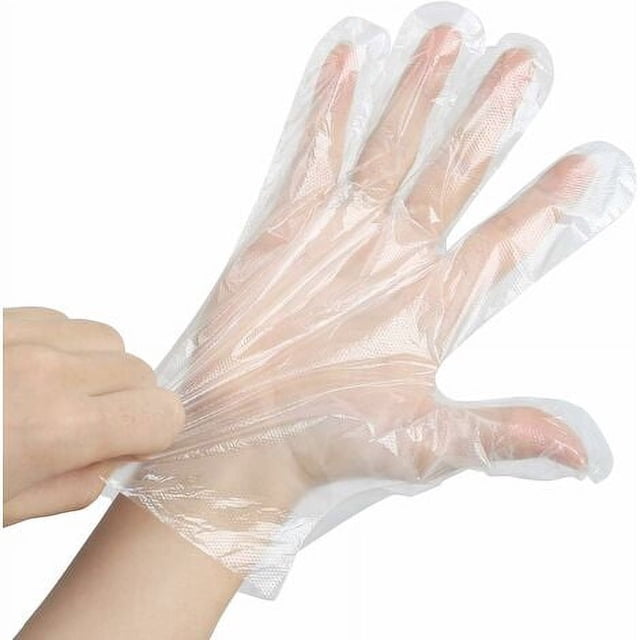 400 guantes desechables: guantes de limpieza de trabajo desechables de plástico transparente y polietileno