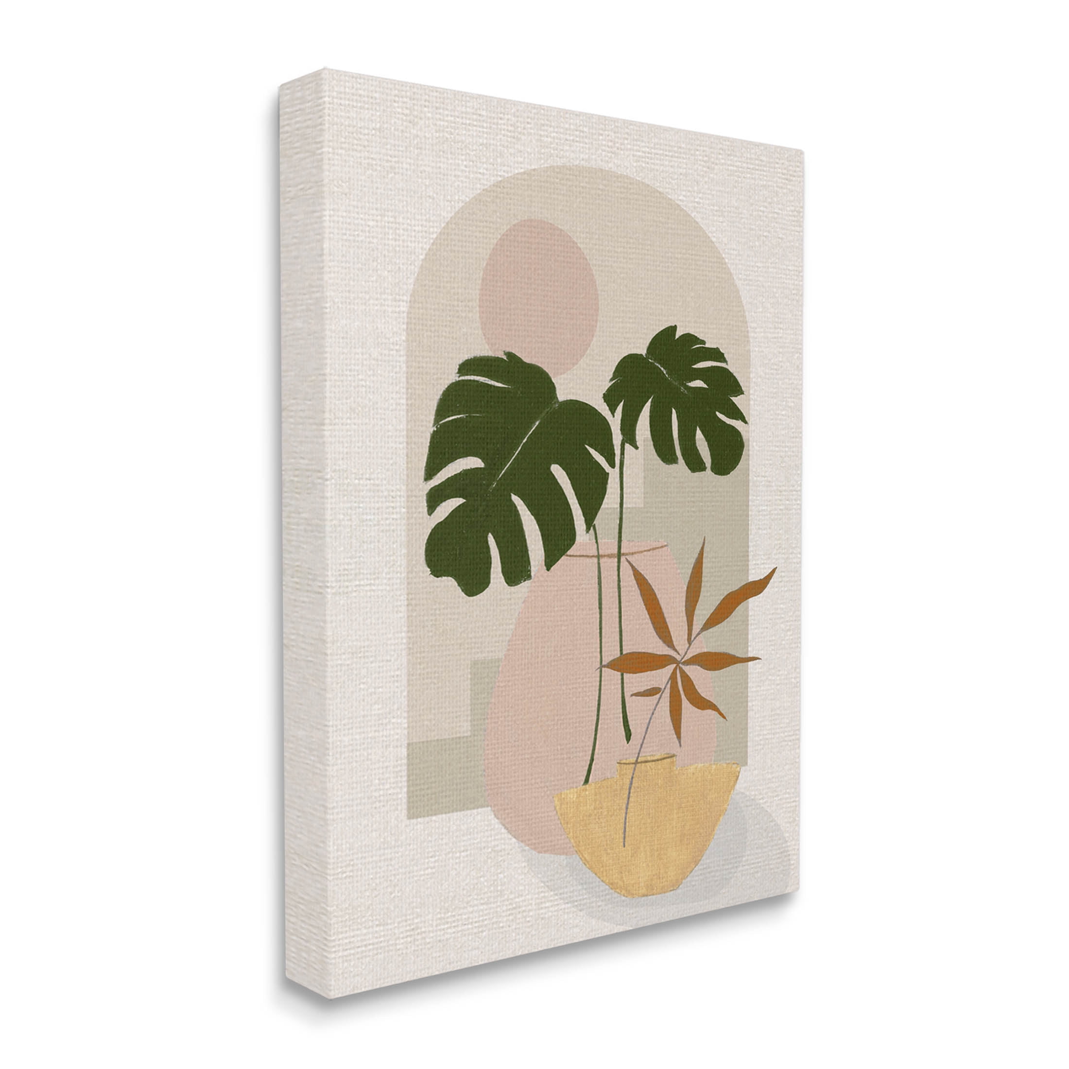 Tropical Geometric Plant Shapes Botanical & Floral Graphic Art Gallery Wrapped Canvas Print Wall Art