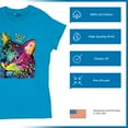 thumbnail image 4 of Tee Hunt Cute Thinking Crowned Cat T-Shirt Dean Russo Colorful Kitte Women's T-Shirt Tee, Light Blue, Small, 4 of 5