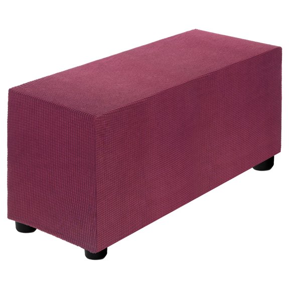 Stretch Ottoman Cover Rectangular Fit Length 33"-40", Medium, Burgundy