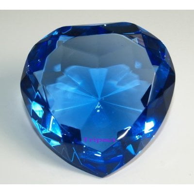 Gem Cut Paperweight (Diamond Jewel Paperweight Sapphire Heart Shaped Cut 80mm, Size: 80 mm (diameter) x 45 mm (height) By)