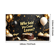 LUUFILx Black Gold Themed Farewell Party Banner with Airplane Star Elements Background Decors for Departure Parties Goodbye Events Photography Props Decorations