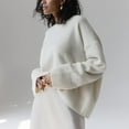 thumbnail image 3 of White Sweaters for Women's Fall and Winter Knit Crew Neck Loose Solid Color Sweater Womens Fall Fashion 2025, 3 of 5