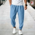 thumbnail image 2 of CONZONE Mens Linen Pants Tapered Leg Elastic Waist Drawstring Joggers For Men Relaxed Fit Casual Summer Trousers With Pockets, 2 of 5