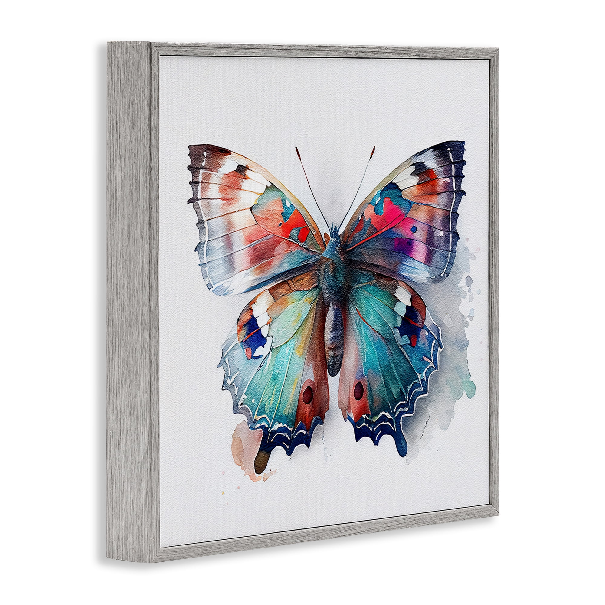 Stupell Industries Modern Splash Butterfly Animals & Insects Painting Gray Framed Art Print Wall Art, 24 x 24