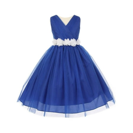sash tulle chiffon floral royal flower dress