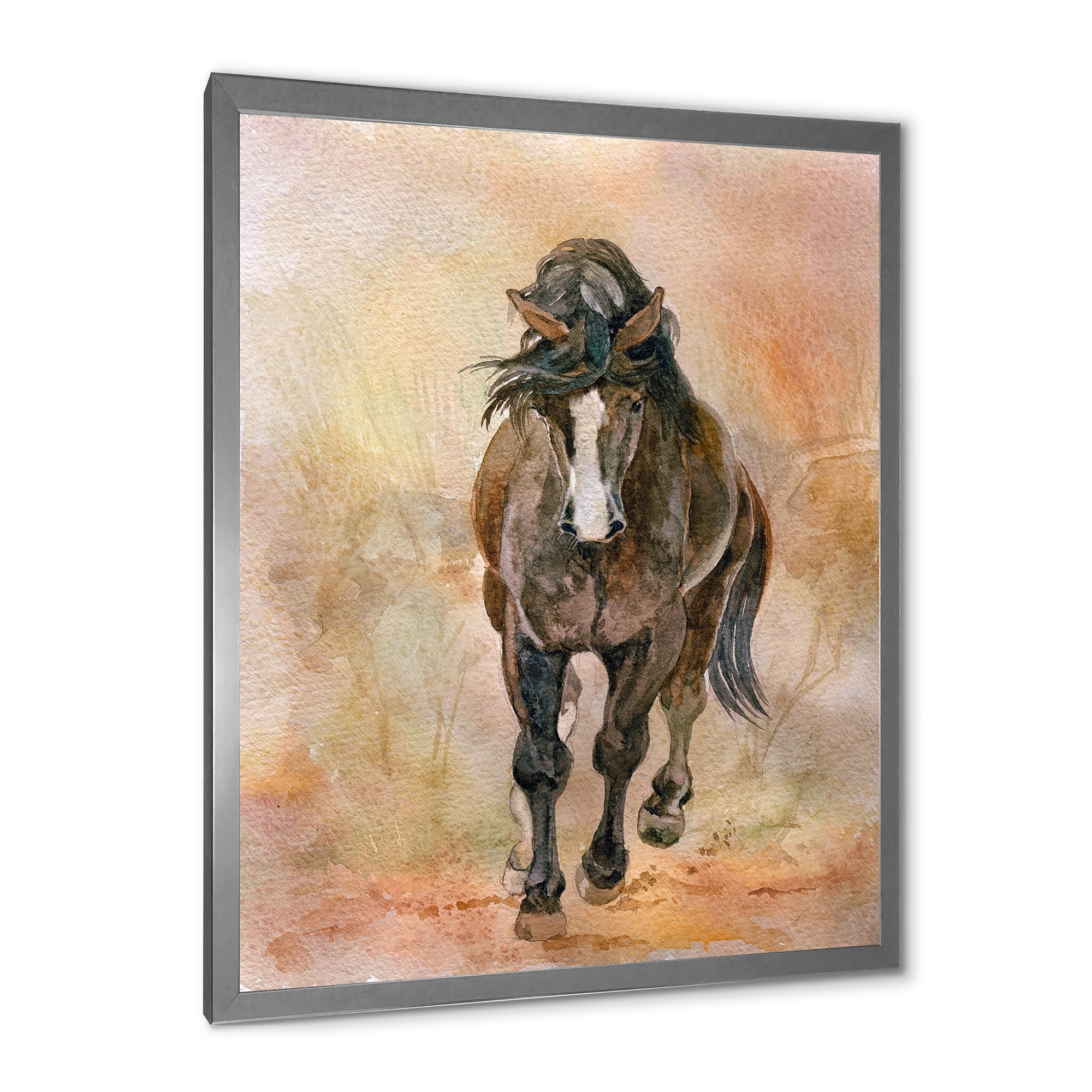 Designart 'Abstract Portrait Of Beautiful Chestnut Horse I' Farmhouse Framed Art Print