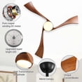thumbnail image 4 of Sofucor 52 Inch Ceiling Fan with Light and Remote, Modern 3 Solid Wood Blades Ceiling Fan, 6 Speeds 5500CFM, Dimmable 3-Color LED with Memory, Timer & Quiet & Reversible DC Motor, ETL, Walnut Wood, 4 of 13
