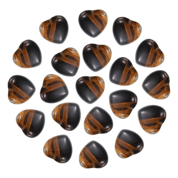Uxcell 20Pcs Natural Heart Shaped Crystal Stone, 0.6 Inch 5/16" Thick Mini Polished Love Gemstone Crystal, Pocket Rock Engraved Worry Stones for Women Gift Meditation, Tigers Eye