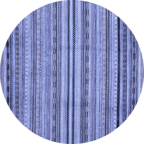 Ahgly Company Indoor Round Abstract Blue Modern Area Rugs, 8' Round