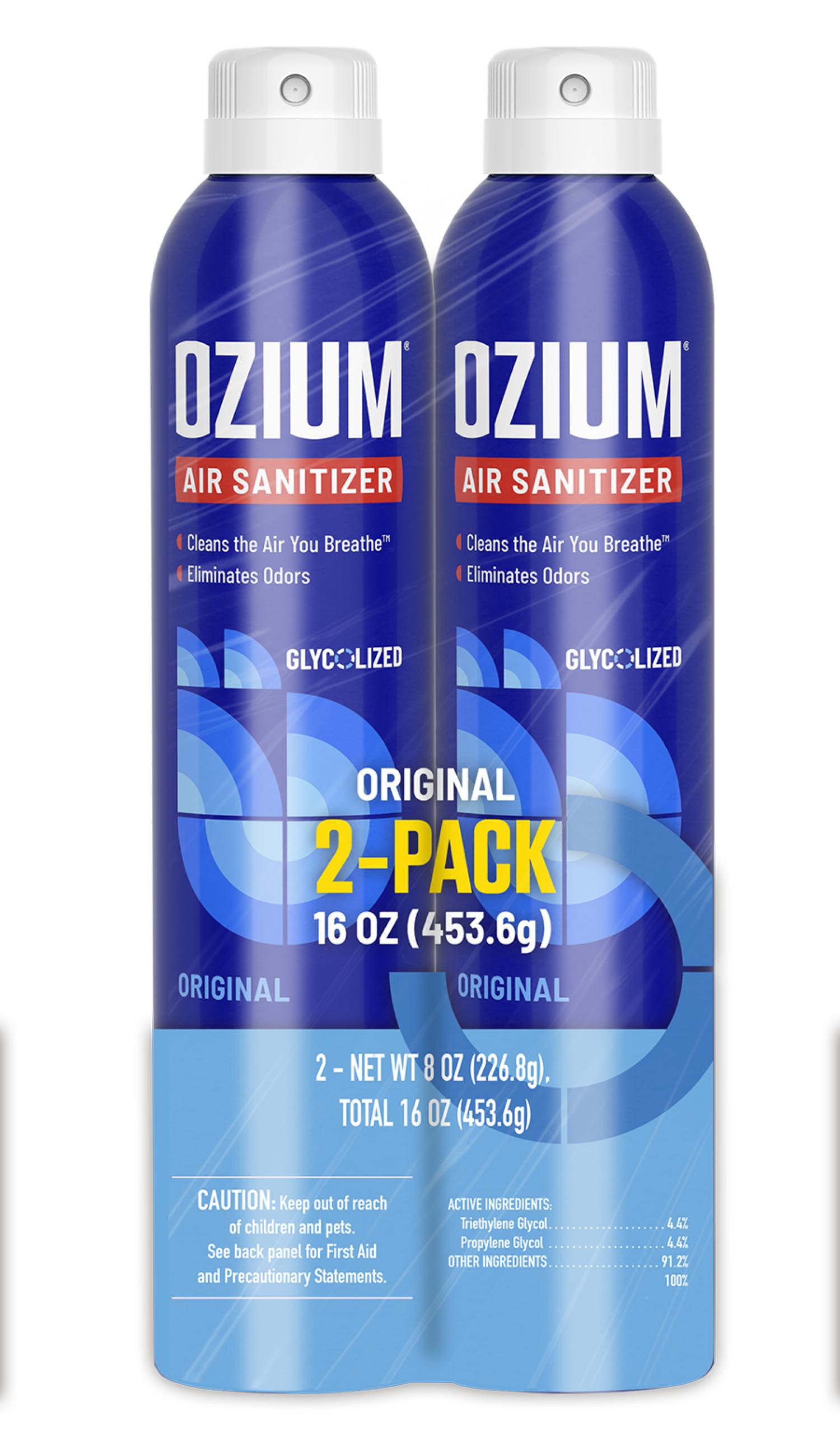 OZIUM Air Sanitizer Spray, Original Scent, 8 oz Can β Cleans Air, Eliminates Odors & Freshens, 2 Pack