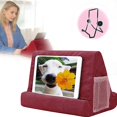 thumbnail image 1 of Support de Coussin Doux pour Tablette ipads Multi-Angle Support de Coussin pour Téléphone Tablette Support de Coussin avec Poche pour Liseuses, Téléphone Intelligent, Livres, Magazines (Rouge) Rouge, 1 of 7