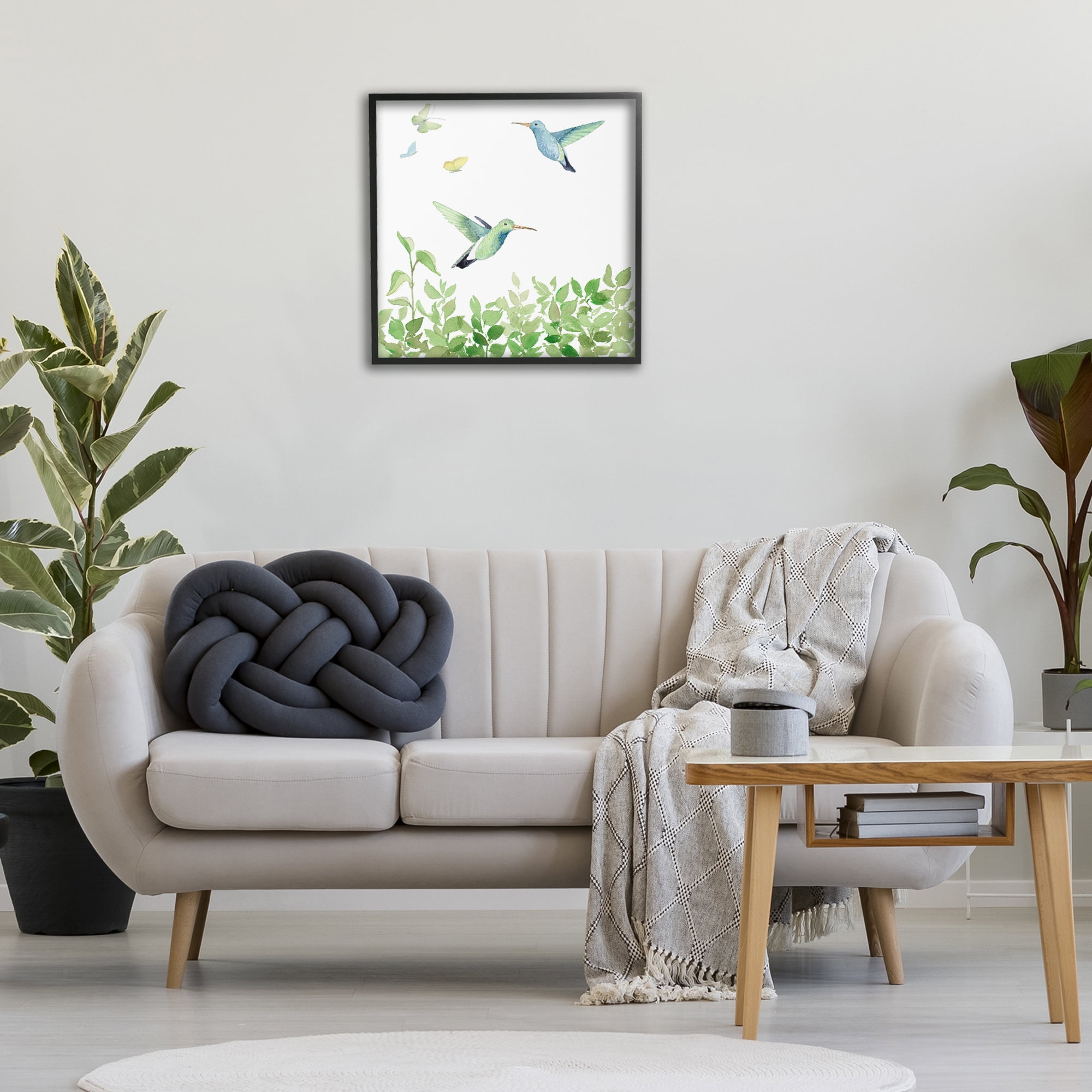 Stupell Industries Spring Hummingbirds Scene Animals & Insects Painting Black Framed Art Print Wall Art, 24 x 24