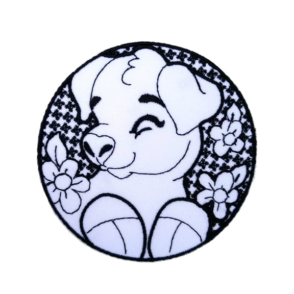 Cute Kids Pig Embroidered Sew/Iron On Patch