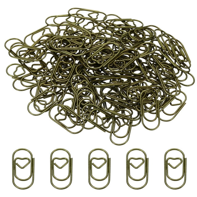 Unique Bargains 1 Paper Clip Heart-Shaped Cute Decorative Fun Clips Bookmarks 0.8 Inch Bronze Tone, Pack of 100