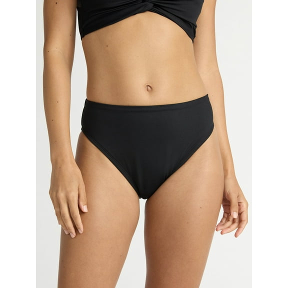 Time and Tru Women’s and Women's Plus Hi Cut Cheeky Bikini Bottoms, Sizes XS-2X