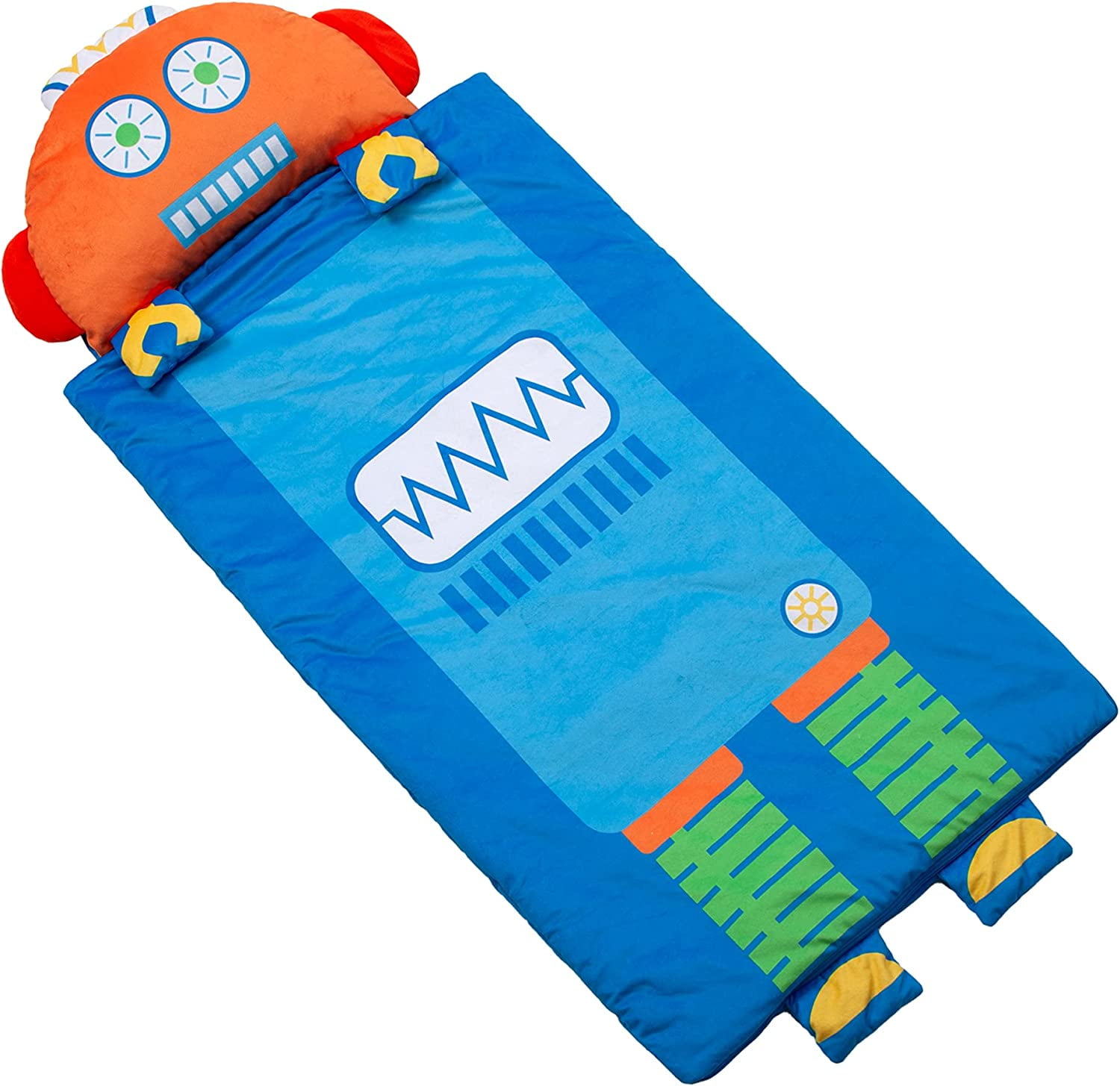 Boy's Nap Buddies Robot Preschool Nap Mat, Toddler Sleeping Bag with Pillow for Daycare, Ages 3