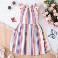 thumbnail image 2 of Toddler Baby Girls Summer Ruffle Sleeve Dress Rainbow Striped Dresses 4T (Stripe-268), 2 of 6