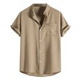thumbnail image 2 of Patlollav Mens Tops Summer Short Sleeve Casual Solid Color Button-Up Shirts, 2 of 6