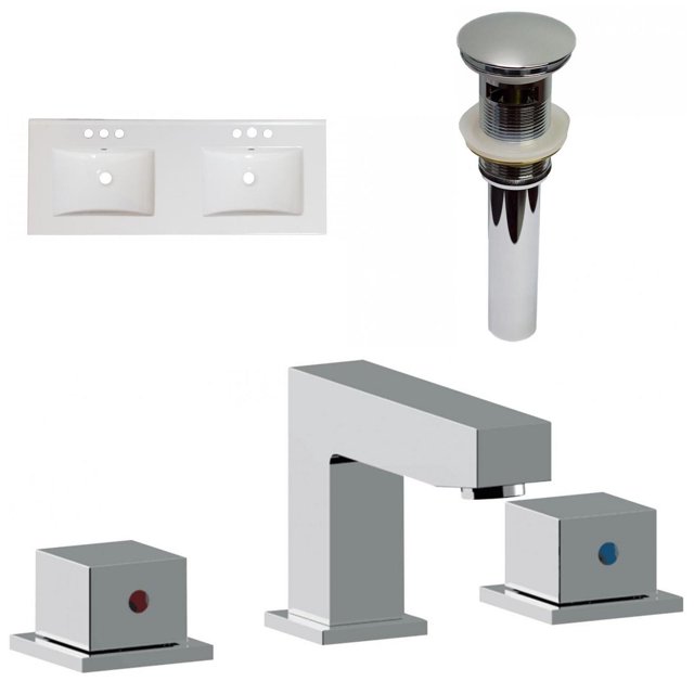 American Imaginations 48-in. W 3H8-in. Ceramic Top Set In White Color - Overflow Drain Incl. AI-32703