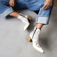 thumbnail image 2 of NECHOLOGY Botas Mujer Zapatos Botines para mujer Zapatos antideslizantes a la , botines con punta, cómodos, con cremallera, tacones redondos, botas para mujer, botas altas para mujer (White, 8), 2 of 7