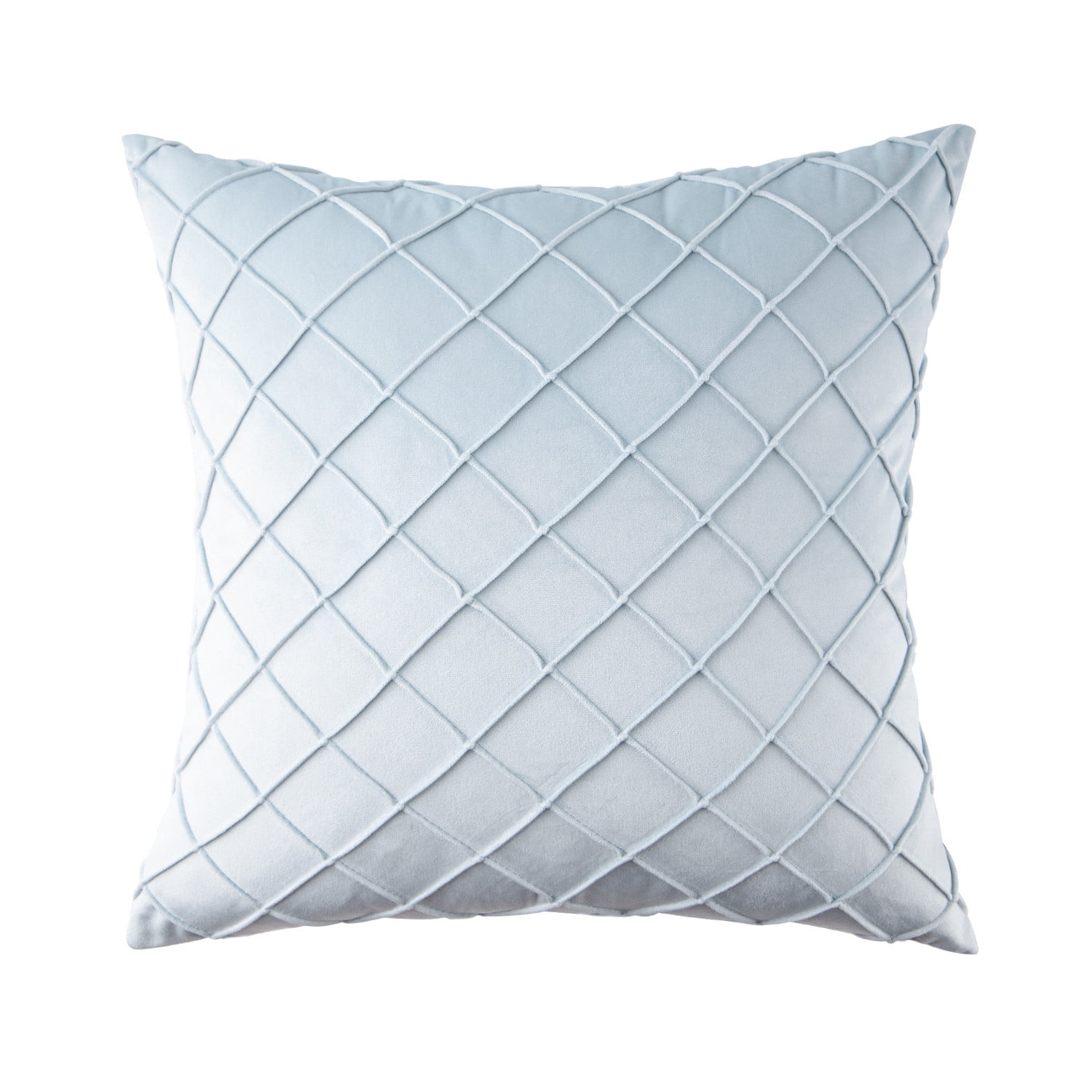 Phantoscope 18" x 18" Modern Light Blue Plaid Velvet, Polyester Throw Pillow , ( 2 Count)